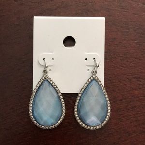 Blue dangle teardrop earrings costume jewelry